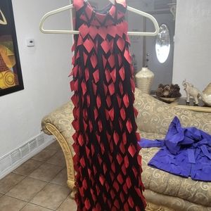 Red/black sleeveless dress made by Samuel Dong